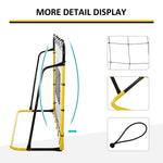 Filet de rebond de football, 184L x 123H cm, rebondisseur de football, 5 angles réglables de 60° à 90°,  jaune et noir