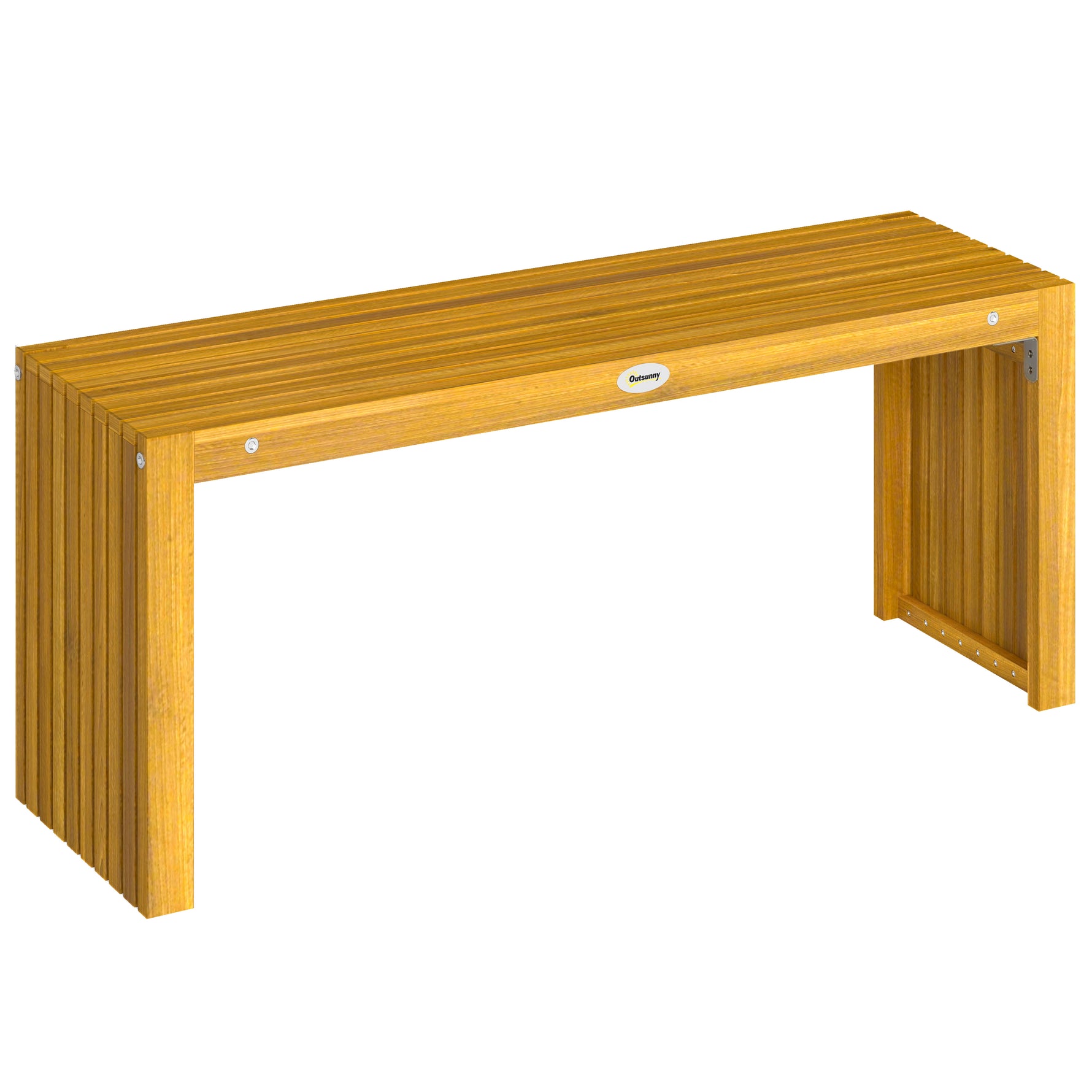 Banc de Jardin en Bois d'Acacia sans Dossier 2 Places, Assise à Lattes Effet Bois, 110x30x45cm, Bois naturel