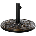 Pied de parasol rond base de lestage Ø 48 x 34H cm ciment HDPE motif fleurs de lys poids net 13 Kg noir doré