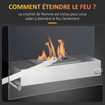 Cheminée bioéthanol Murale encastrable brûleur 0,9 L, environ 3 h de durée de combustion 60L x 22l x 40H cm noir