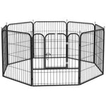 Luxe parc enclos modulable acier époxy porte verrouillable pour chiens, lapins, rongeurs, petits animaux, intérieur et extérieur 80 x 80 cm noir