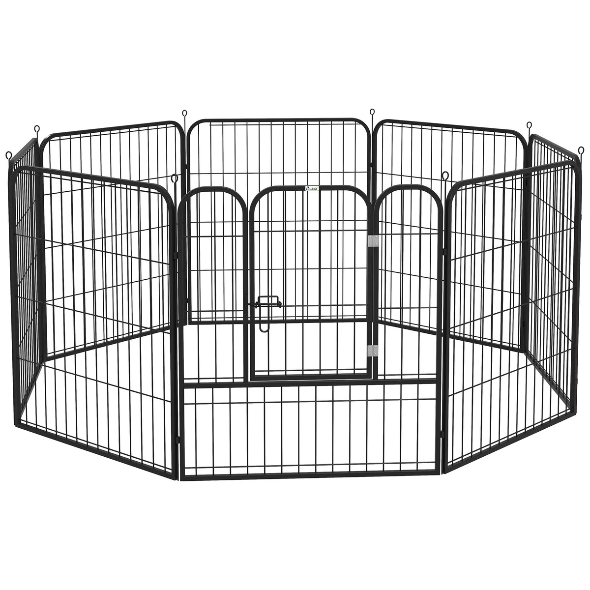 Luxe parc enclos modulable acier époxy porte verrouillable pour chiens, lapins, rongeurs, petits animaux, intérieur et extérieur 80 x 80 cm noir