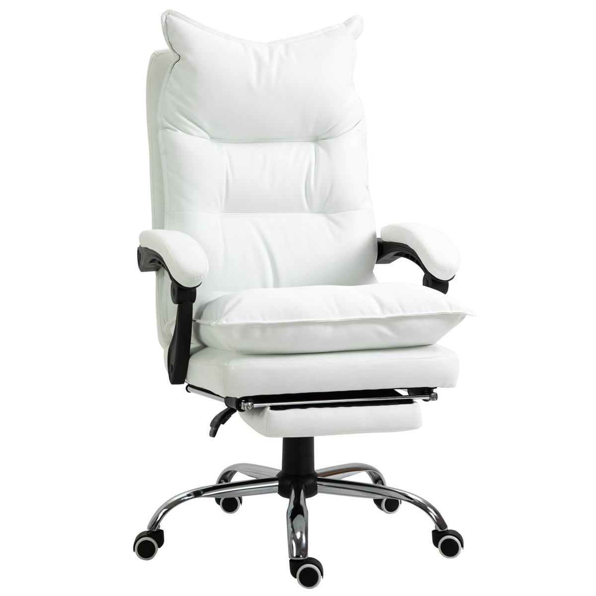 Fauteuil de bureau, chaise bureau ergonomique avec dossier inclinable, hauteur réglable, 66 x 72 x 130 cm, blanc