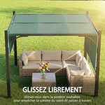 Pergola de jardin 3 x 3 m tonnelle de jardin avec Auvent coulissant, structure métallique, pour extérieur, Gris Foncé