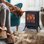 Cheminée électrique sur pied 1000/2000 W, fausse cheminée décorative avec effet flamme LED, protection contre la surchauffe, zone de couverture 15-30 m², noir