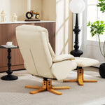 Fauteuil relax avec repose-pied fauteuil de relaxation pivotant 360° dossier inclinable charge 120 Kg crème