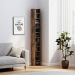 Rangements pour CD et DVD avec 12 compartiments, capacité max. 204 CD, 21 x 20 x 175 cm, brun rustique