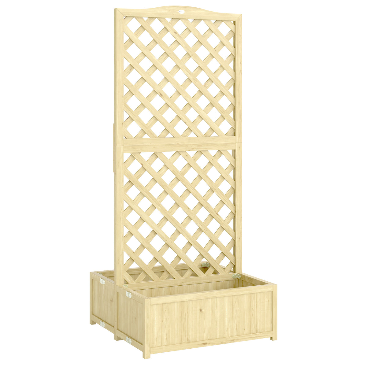 Jardinière avec Treillis Carré Potager Bois Pliable Double Bac à Fleurs pour Plantes Grimpantes 73 x 70 x 170 cm Naturel