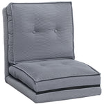 Fauteuil de sol pliable en velours côtelé, matelas de sol avec dossier réglable en 5 positions, 59 x 230 x 15 cm, gris