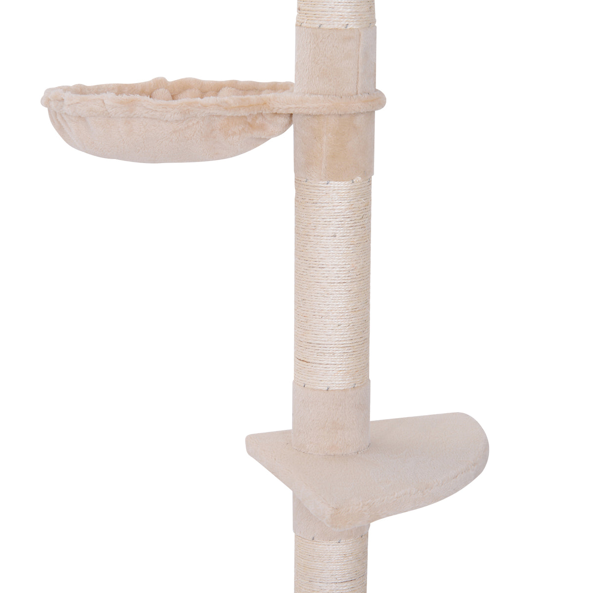 Deckenhoher Kratzbaum, Kratzstamm L 40 x B 34 x H 230-260 cm, 5 Aktivitätsebenen, beige