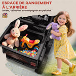 Voiture électrique enfant buggy électrique enfant 2 moteurs 12 V 3 vitesses remorque arrière 122L x 62,5l x 65H cm noir
