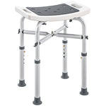 Tabouret de douche chaise de douche - assise rembourré et réglable, patins à ventouses antidérapants, en aluminium gris