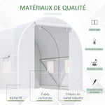 Serre de Jardin Tunnel Surface Sol 5 m² 2,5L x 2l x 2H m châssis Tubulaire renforcé 18 mm 4 fenêtres Blanc