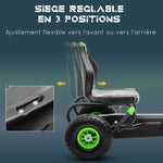 Kart à pédales pour enfant siège réglable 3 positions frein à main enfant de 5 à 12 ans vert noir