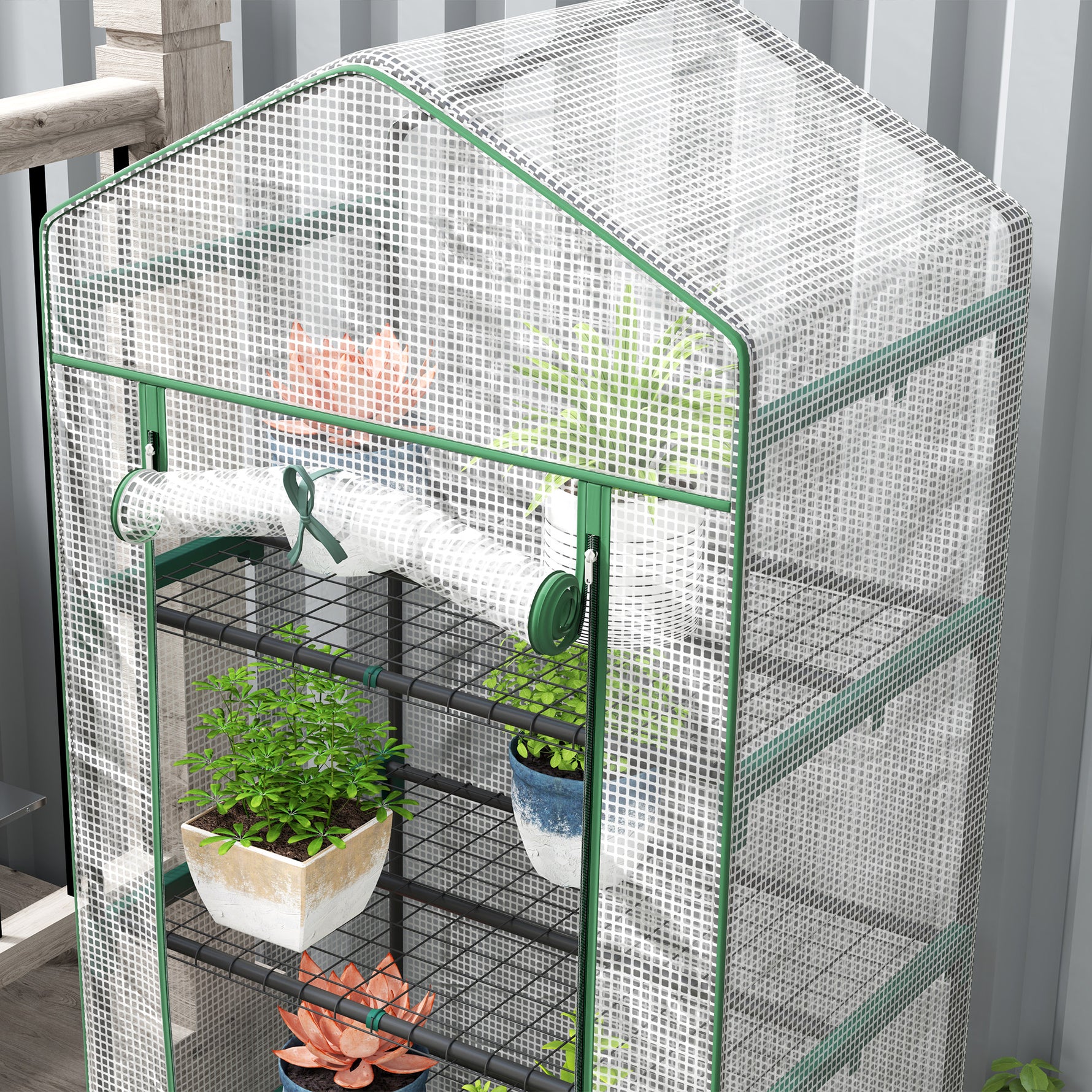 Serre de jardin balcon étagère serre 5 niveaux 0,69 x 0,49 x 1,93 m acier bâche amovible PE blanc