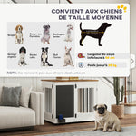 Cage pour chien cage chien intérieur avec 2 portes tableau noir pour chiens taille moyenne 20 kg 80 x 60 x 70 cm blanc