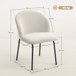 Lot de 2 chaises de salle à manger en velours côtelé, chaises de cuisine avec pieds en acier, 56x58x78cm, crème