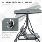 Balancelle de Jardin 3 Places Convertible Inclinaison Toit réglable Matelas Grand Confort Rembourrage 7 cm fourni