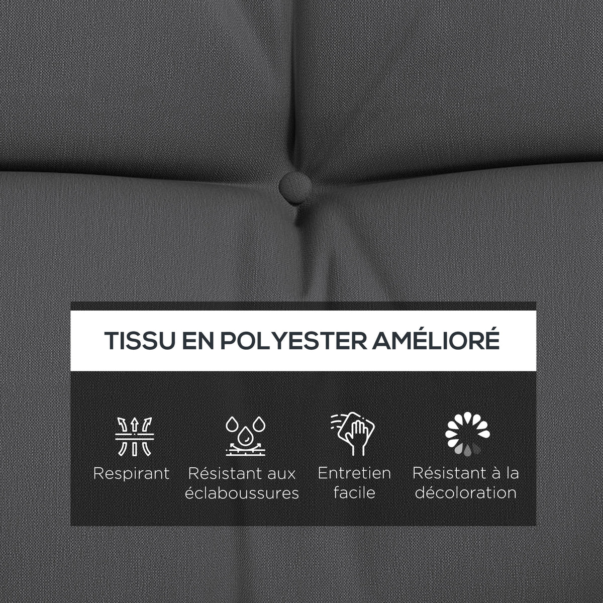 Ensemble de 4 coussins d'extérieur pour balancelle de jardin, 1 coussin d'assise coussins de dossier et 2 oreillers
