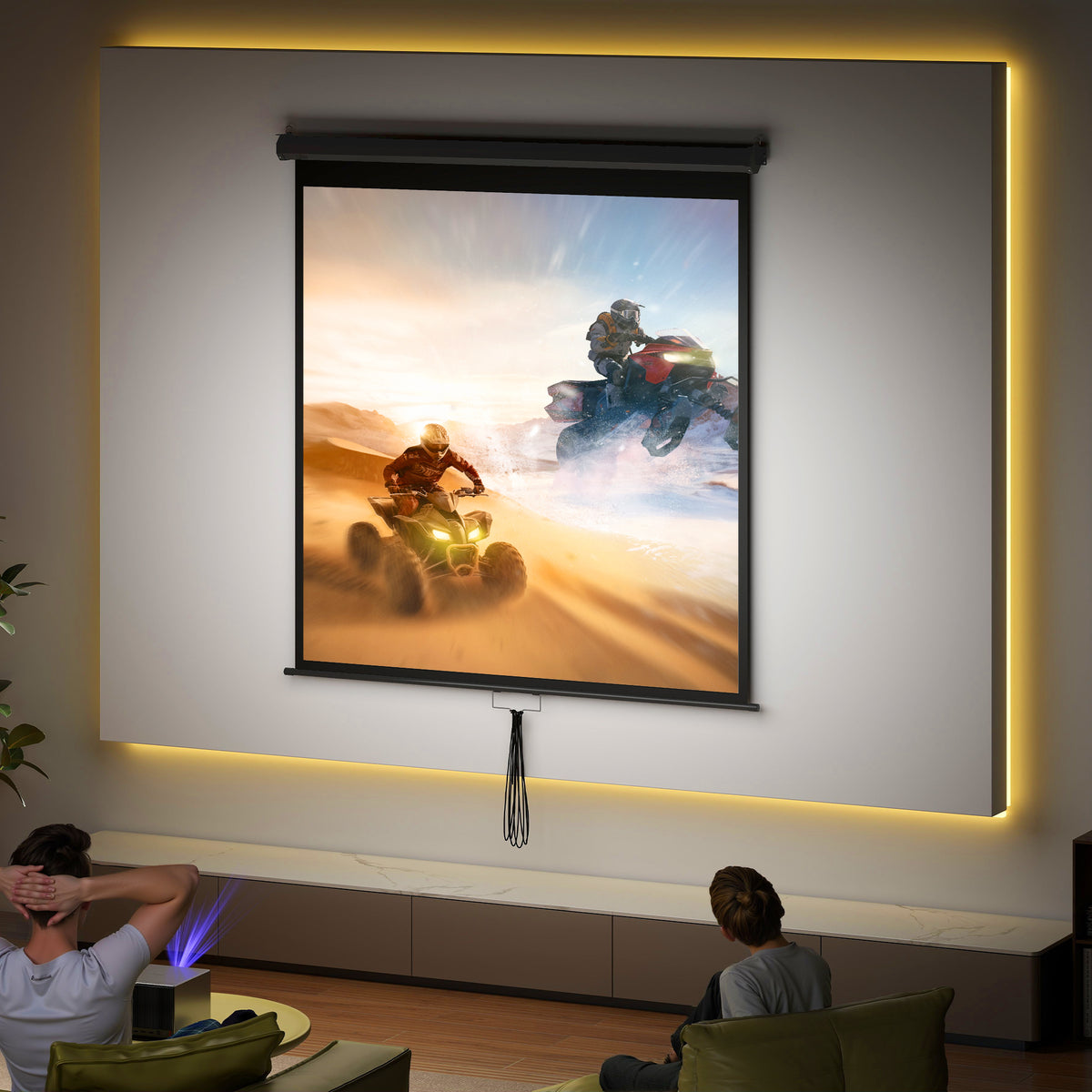Écran de projection TV et Home Cinema de 85 Pouces vidéo projecteur 1:1 4K HD, 146L x 146H cm