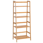 Etagère échelle en bambou 4 niveaux bibliothèque style naturel 48L x 31,5l x 120H cm