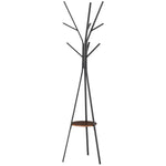 Porte-manteau trépied design contemporain branches étagère + 9 patères dim. 45L x 45l x 180H cm métal marron