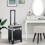 Valigia trolley trucco beauty case cosmetici vanity manico telescopico regolabile 34L x 24P x 52A cm alluminio nero