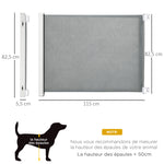 Lot de 2 barrières de sécurité barrière animaux rétractable automatique 1,15L x 0,83H m textilène acier  gris