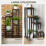 Support pour plantes étagère à fleurs 4 étagères différentes hauteurs structure acier 40 x 40 x 81 cm noir