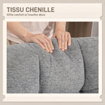 Fauteuil salon sans accoudoirs, chaise pivotante en tissu chenille, assise large, 75 x 95 x 90 cm, gris