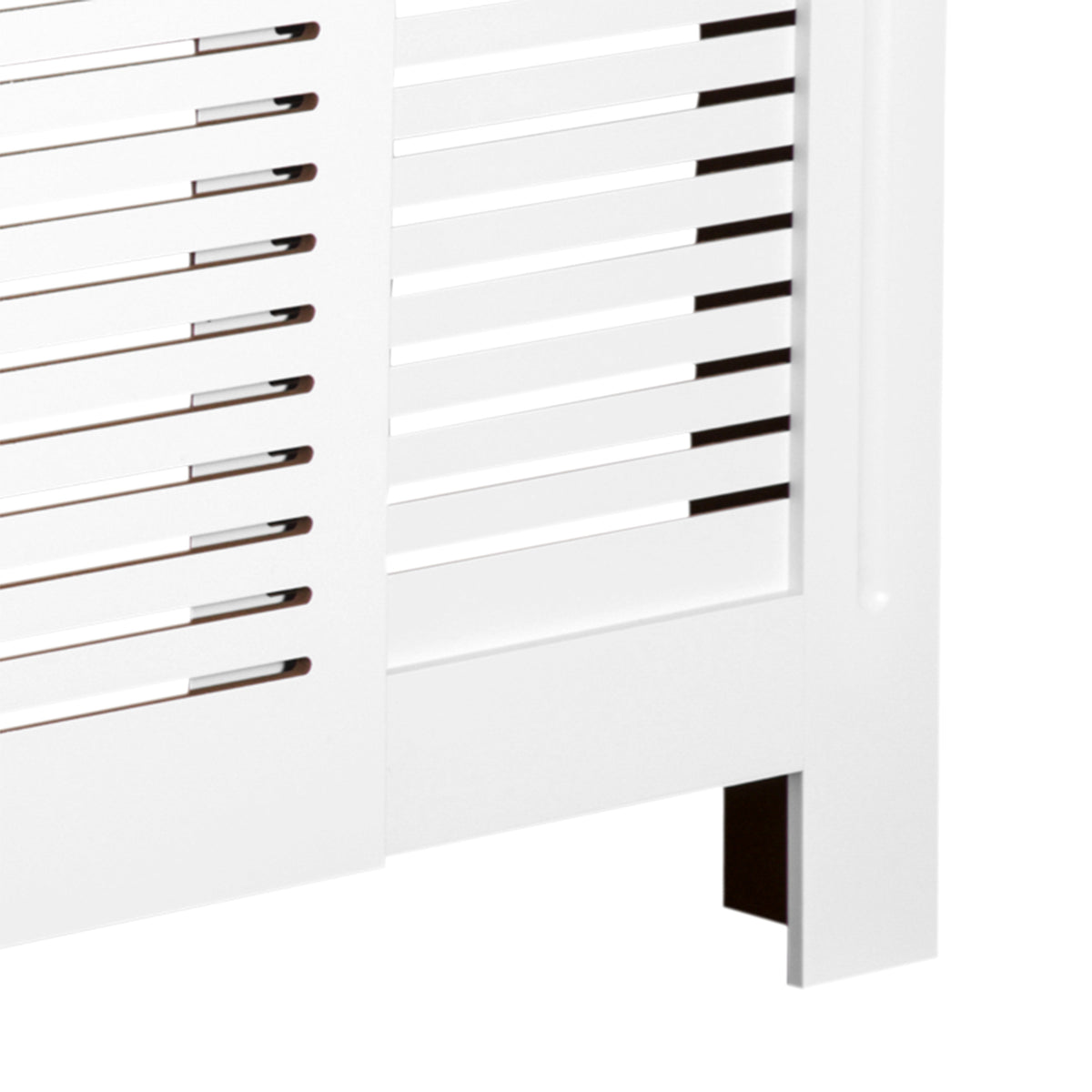 Cubrerradiador de diseño contemporáneo, longitud extensible 139-208,5 x 20,5 x 82,5 cm, MDF blanco