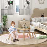 Ensemble 1 table ronde, 2 chaises pour enfant 3 pièces, dossier en forme d'ours, activités, bricolage, repas, 3-6 ans