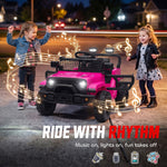 Elektro-Kinderauto 12V, Elektro-Buggy für Kinder, 2-4 km/h, 2 Motoren, Fernbedienung, Lithium-Akku, Rosa