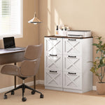 Cassettiera da ufficio con 3 cassetti, cartelle sospese per formati Lettera/A4, stile rustico, 40x40x101 cm, bianco