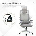 Sedia da ufficio regolabile in tessuto a rete di poliestere, schienale ergonomico reclinabile girevole grigio