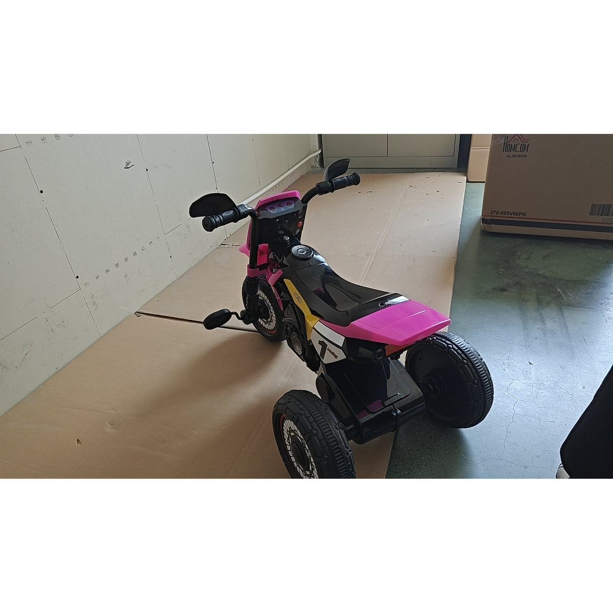 Kinder-Dreirad Motocross mit Musik- und Lichteffekten, Aufbewahrungsfach, Pink
