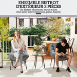 Salon de Jardin extérieur en résine tressée 2 personnes ensemble de meubles de jardin coussins de 15 cm d'épaisseur gris
