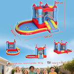 Château gonflable avec souffleur, aire de jeux gonflable avec toboggans, trampoline, piscine à balles, multicolore