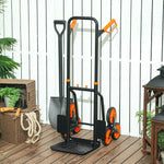 Treppensteiger-Sackkarre klappbar 120 kg 6 Räder, Stahl-Transportkarre mit Spanngurten, 44x67x106,5 cm, orange