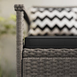 Gartenbank für 2 Personen, 160L Stauraumbank aus PE-Rattan mit Sitzkissen und 2 Kissen, 112 x 62 x 82 cm, Grau