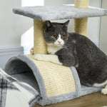 Krabpaal krabmeubel voor katten hoogte 72 cm met hangend speeltje lichtgrijs