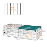 Parc enclos modulable acier avec bache pour lapins rongeurs petits animaux intérieur extérieur 185L x 75l x 50H cm vert