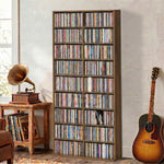 Rangements pour CD et DVD 18 compartiments capacité max. 640 CD/360 DVD 430 Blu-ray 78,5 x 24 x 175 cm noyer foncé