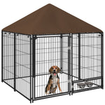 Chenil extérieur pour Chiens en métal et Tissu Oxford Support gamelle et Toit résistant aux intempéries Espace spacieux