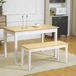 Banc en bois pour 2 personnes bicolore assise naturelle et piètement blanc 102 x 36 x 45 cm