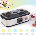 Yogurtiera con 8 vasetti in vetro da 180 ml, macchina per yogurt elettrica in acciaio inossidabile con timer, termostato regolabile e display digitale per dessert fatti in casa sani