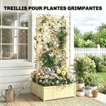 Jardinière avec Treillis Carré Potager Bois Pliable Double Bac à Fleurs pour Plantes Grimpantes 73 x 70 x 170 cm Naturel