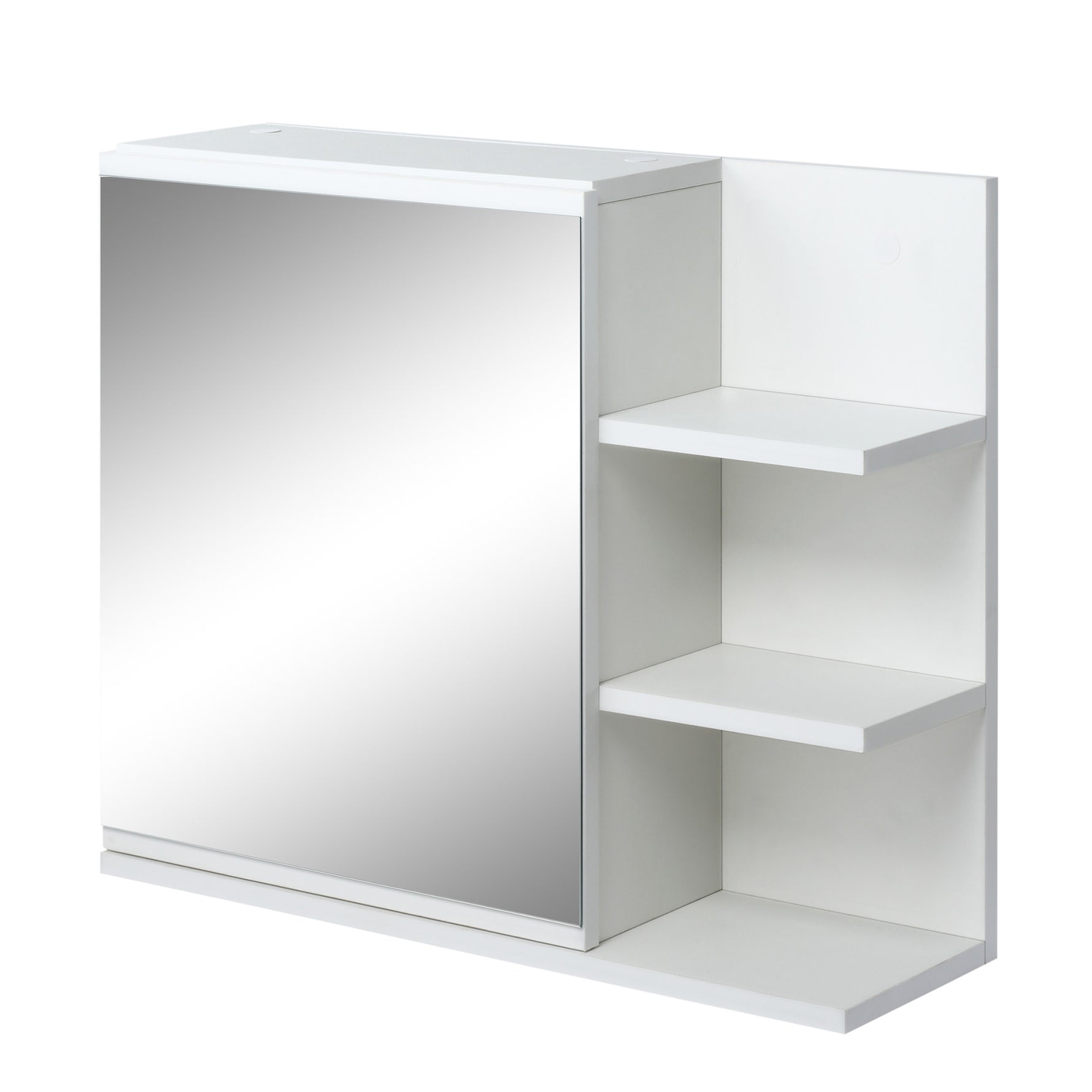 Armoire Miroir de Salle de Bain avec étagère 3 étagères latérales kit Installation Murale fourni en Bois Aspect Blanc