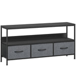 Meuble TV, meuble télé pour téléviseur jusqu'à 55 pouces avec 3 tiroirs et pieds en acier 120 x 29 x 56 cm noir