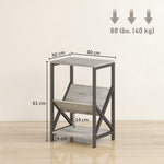 Table d'appoint étroite, bout de canapé rangement à 3 niveaux, porte-revues en V, cadre en acier, 40x30x61cm, gris foncé
